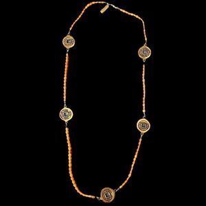 Vintage Anne Klein for Accessocraft Orange and Goldtone Necklace